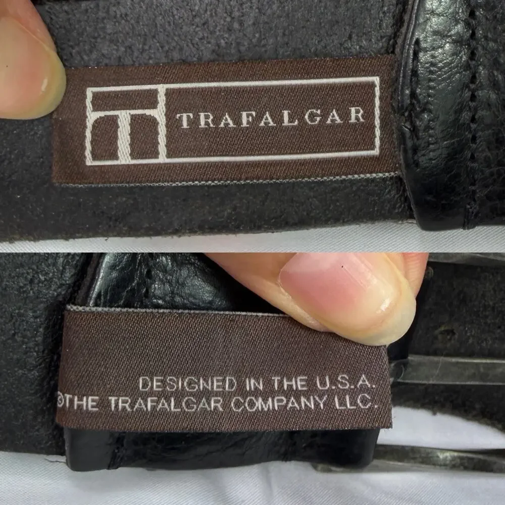 Trafalgar Carrollton Black Italian Leather Waist Belt Men’s Size 42 Made Italy